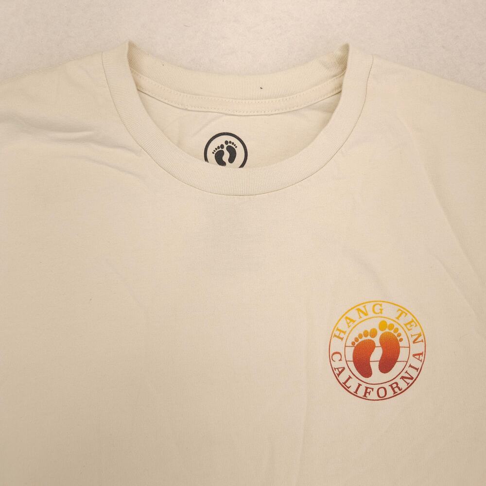 Hang Ten Casual Short Sleeve Crew Neck T-Shirt Mens Size Medium M Off White
